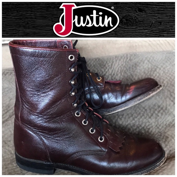 Justin Boots Shoes - Justin western roper kiltie oxblood leather boots